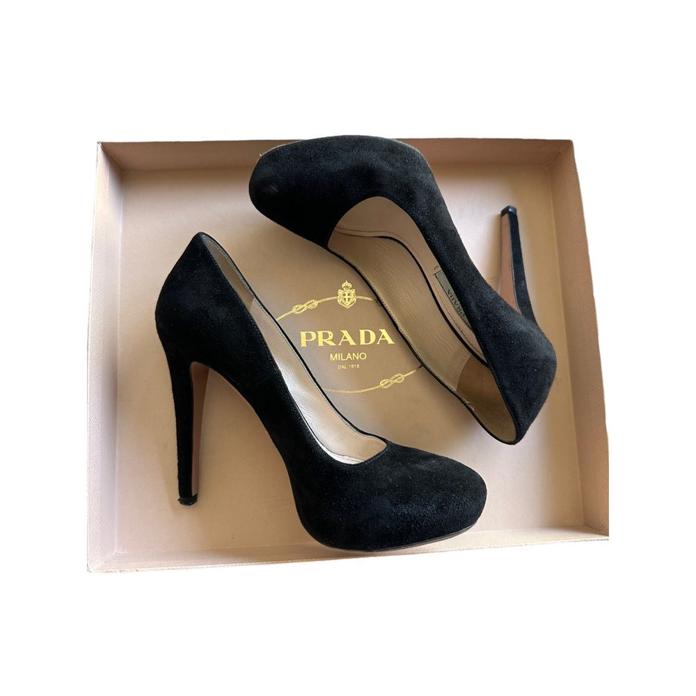 Prada Black Suede Stiletto Pumps
